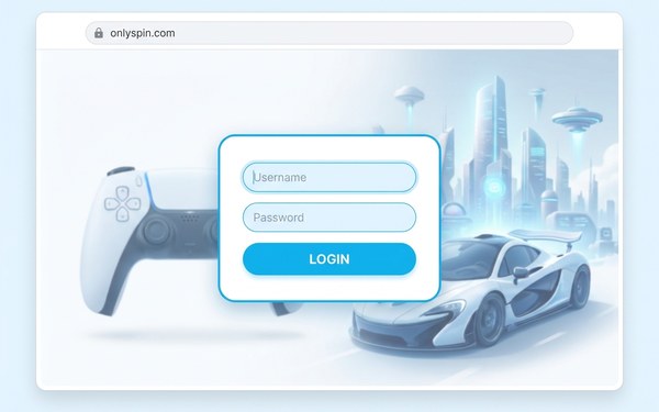 OnlySpin giriş ekranı ve resmi adres çubuğu görseli