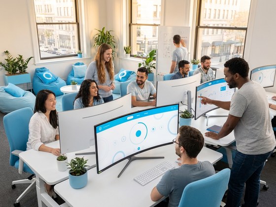 OnlySpin ekibi ve oyun platformu çalışma ortamı görseli
