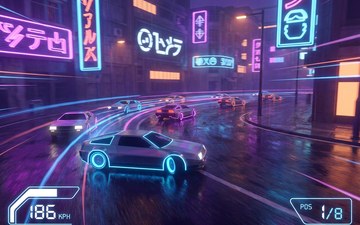 Neon Sürat gece şehrinde geçen arcade yarış oyunu ekran görüntüsü